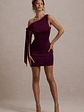 Ilythia | Plum Asymmetric Mini Dress With Tie Sleeve - thumbnail 5