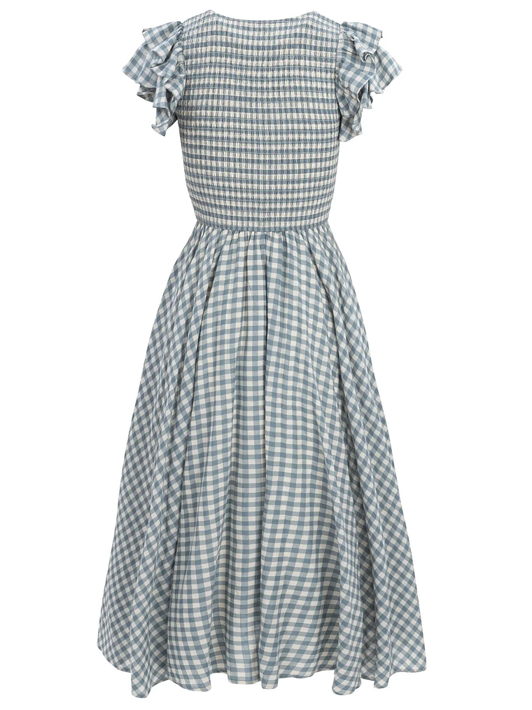 Hattie Dress in Dusty Teal Gingham 3