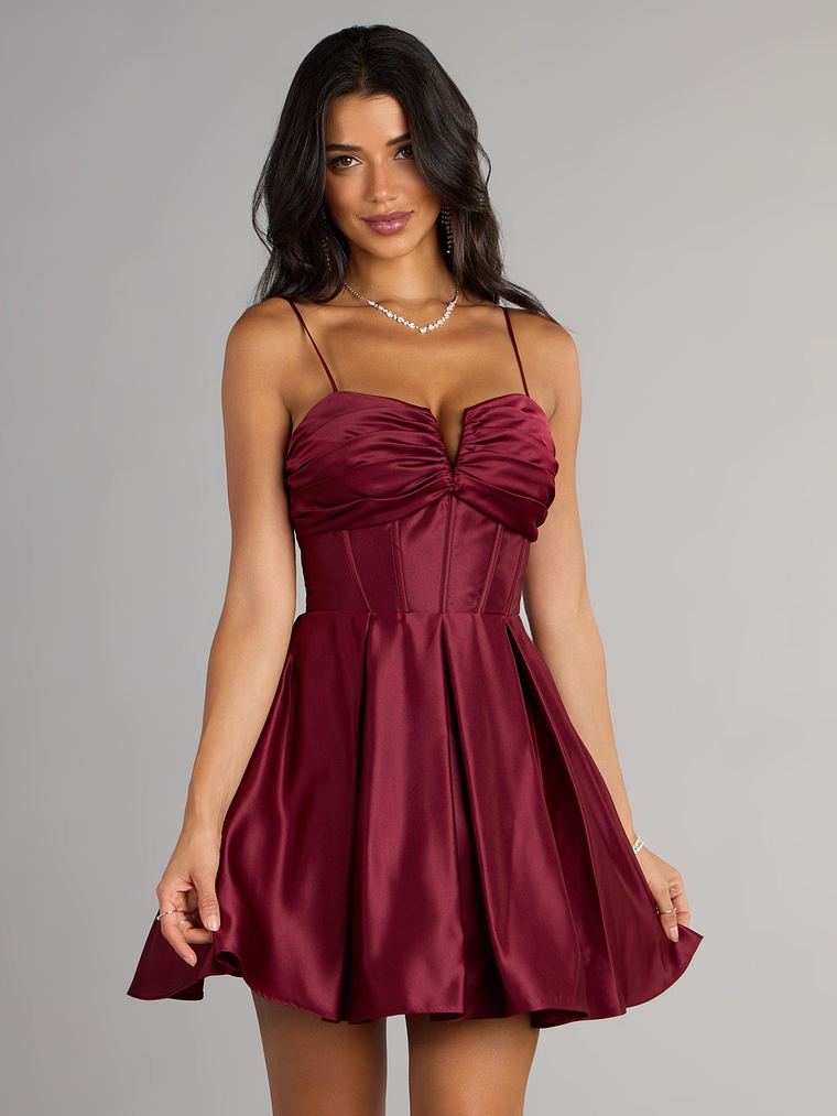 Joelle Satin Corset Skater Dress 5