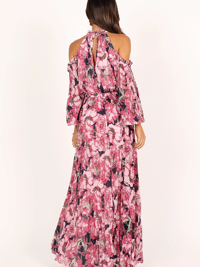 Hilary Pleated Maxi Dress - Pink Floral 12