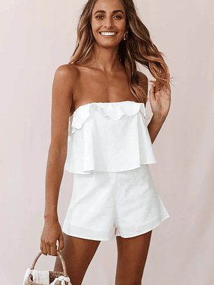 Joey Strapless Tie-Back Romper White