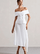 Hattie | White Bardot Tailored Midi Dress With Plisse Skirt - thumbnail 1