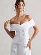 Hattie | White Bardot Tailored Midi Dress With Plisse Skirt - thumbnail 3