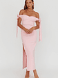 Have Faith Off-Shoulder Bow Sleeve Maxi Dress Baby Pink - thumbnail 1