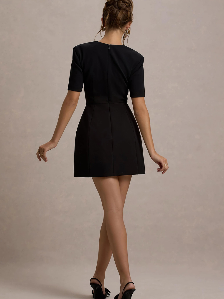 Johanna | Black Sweetheart Short-Sleeve Mini Dress 2