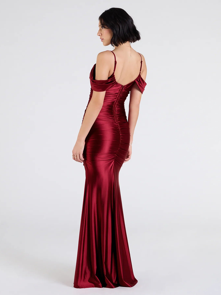 Jelene Cold-Shoulder Mermaid Satin Formal Dress 7