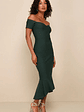 How Much I Care Dark Green Off-the-Shoulder Midi Dress - thumbnail 4