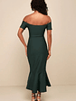 How Much I Care Dark Green Off-the-Shoulder Midi Dress - thumbnail 5