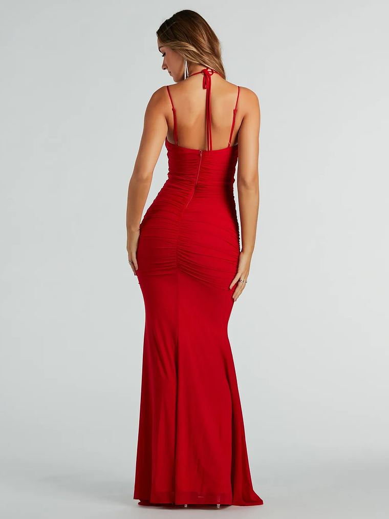 Jae Formal Mesh Ruched Mermaid Long Dress 2