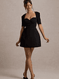 Johanna | Black Sweetheart Short-Sleeve Mini Dress - thumbnail 5