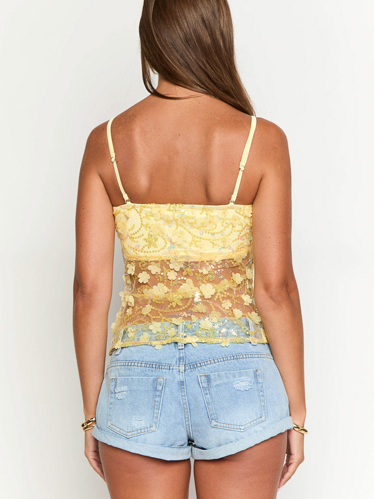 Isabella Yellow Sequin Strapless Top 7