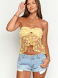 Isabella Yellow Sequin Strapless Top - thumbnail 8