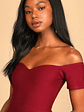 How Much I Care Wine Red Off-the-Shoulder Midi Dress - thumbnail 3