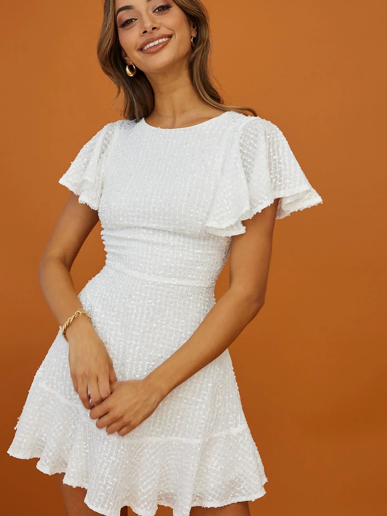 Isabelle Angel Sleeve Empire Dress White 6