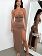 Imana Maxi Dress - Brown - thumbnail 1