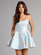 Jaelen Floral Lace-Up Skater Dress With Pockets - thumbnail 1