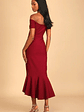How Much I Care Wine Red Off-the-Shoulder Midi Dress - thumbnail 4