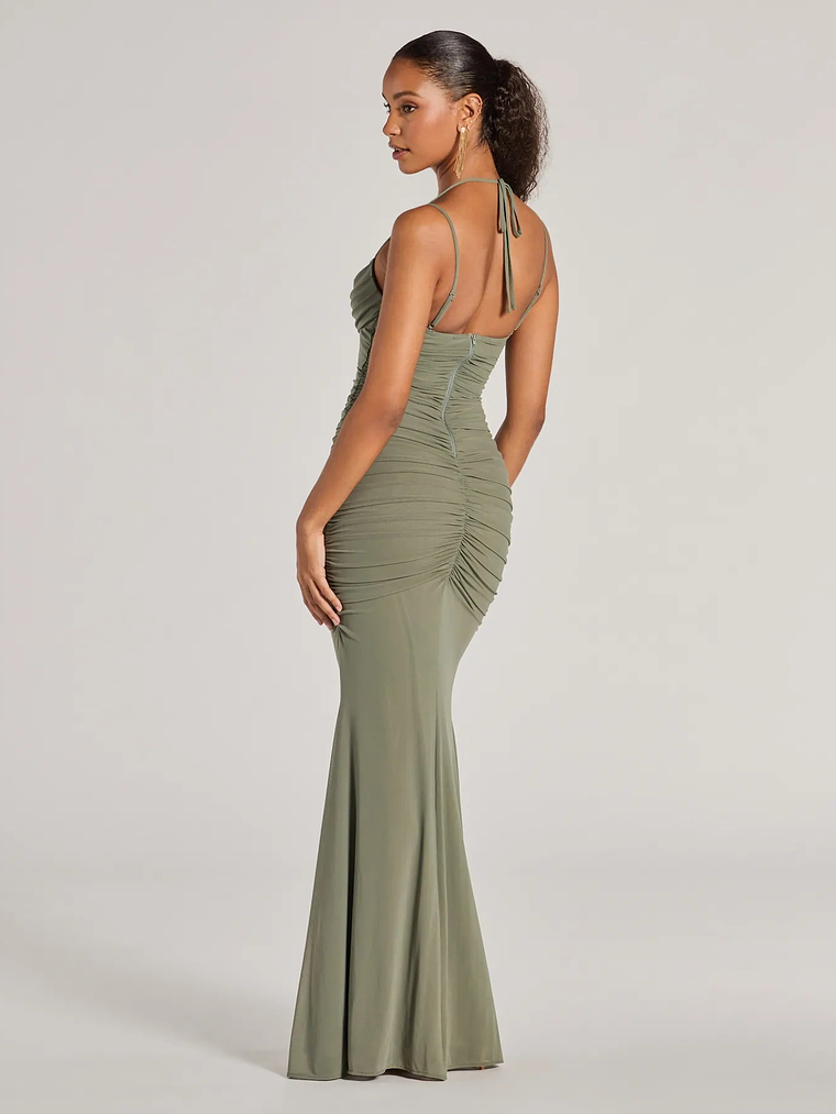 Jae Formal Mesh Ruched Mermaid Long Dress 7