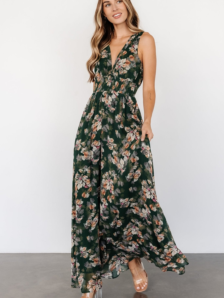 Imogen Maxi Dress | Deep Green Multi 1