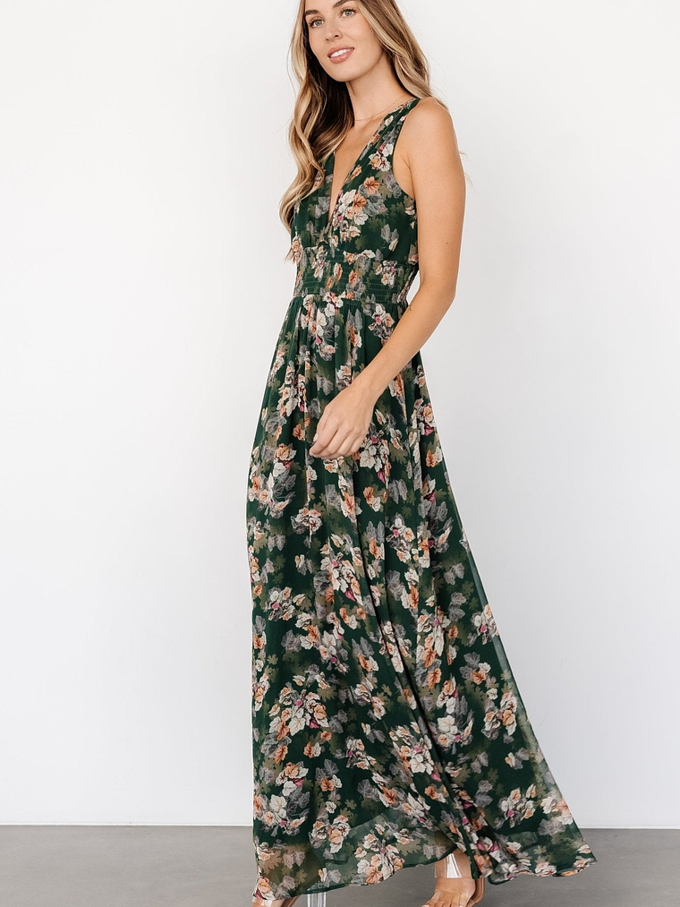Imogen Maxi Dress | Deep Green Multi 3