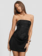 Jenevieve Strapless Drape Mini Dress Black - thumbnail 1