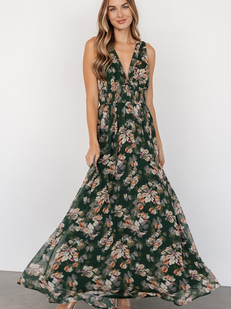 Imogen Maxi Dress | Deep Green Multi 5