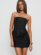 Jenevieve Strapless Drape Mini Dress Black - thumbnail 2
