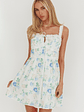 Jordanne Frill Trim Mini Dress Floral Blue - thumbnail 1