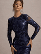 Ishana | Navy Sequin Long-Sleeve Midi Dress - thumbnail 4