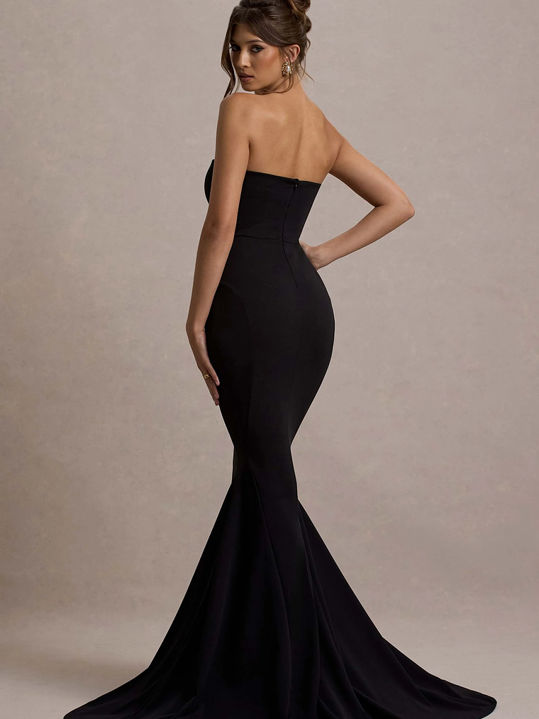 Impress Me | Black Strapless Bandeau Fishtail Maxi Dress 2