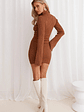 Isla Ribbed Long Sleeve Mini Dress Brown - thumbnail 5