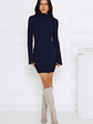 Isla Ribbed Long Sleeve Mini Dress Navy - thumbnail 4