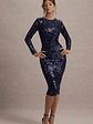 Ishana | Navy Sequin Long-Sleeve Midi Dress - thumbnail 6