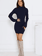 Isla Ribbed Long Sleeve Mini Dress Navy - thumbnail 5