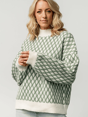 Hendrix Diamond Knit Sweater | Green