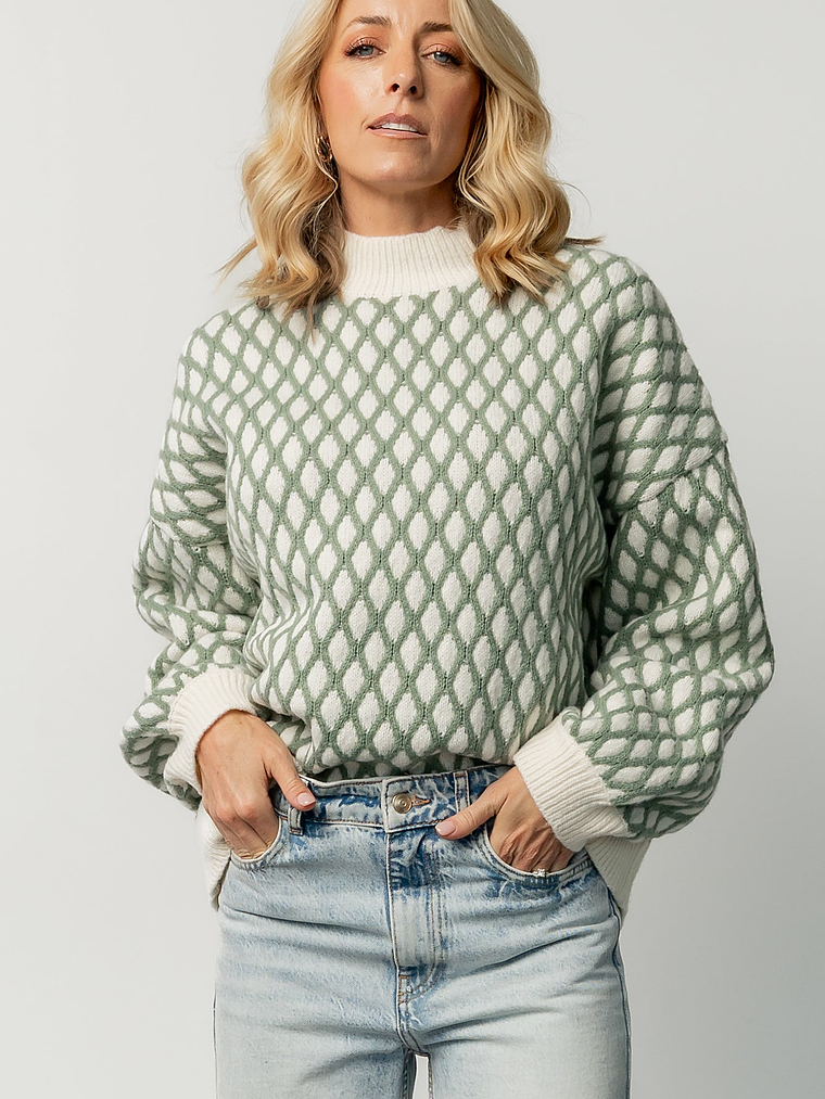 Hendrix Diamond Knit Sweater | Green 2