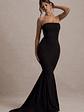 Impress Me | Black Strapless Bandeau Fishtail Maxi Dress - thumbnail 5