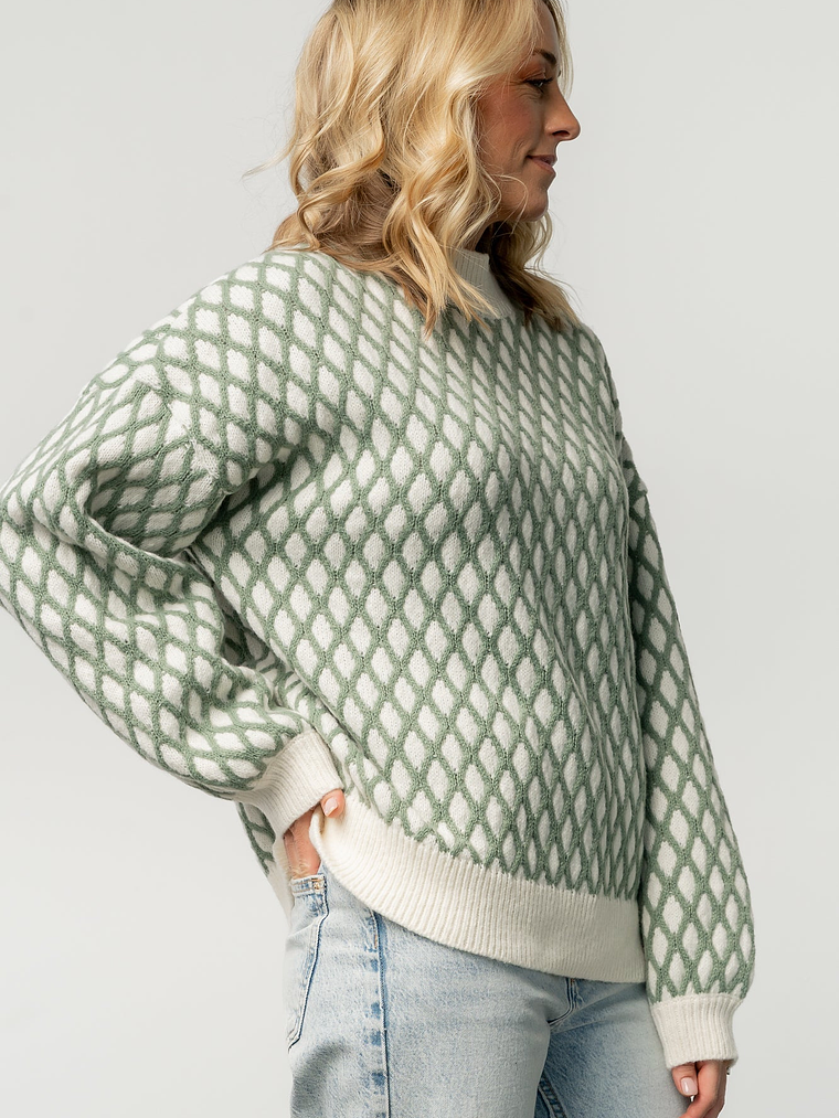 Hendrix Diamond Knit Sweater | Green 3