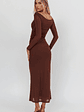 In Blooms Off Shoulder Mesh Maxi Dress Chocolate - thumbnail 2