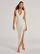 Jenn V-Neck Strappy Back Slit Long Formal Dress - thumbnail 1