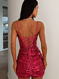 Hayley Lace-Up Back Sequin Mini Dress - Hot Pink - thumbnail 8