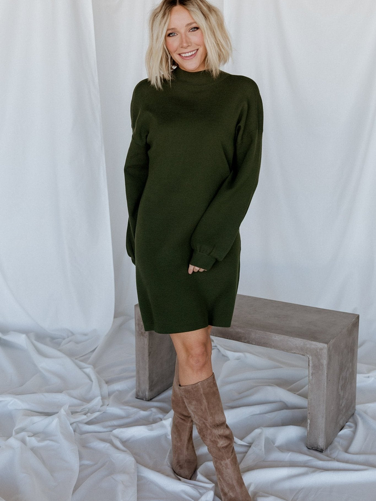 Jennings Sweater Dress | Deep Olive 1