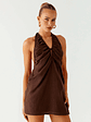 Jepsen Halter Mini Dress - Chocolate - thumbnail 1