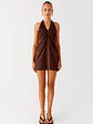 Jepsen Halter Mini Dress - Chocolate - thumbnail 2