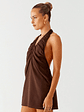 Jepsen Halter Mini Dress - Chocolate - thumbnail 3
