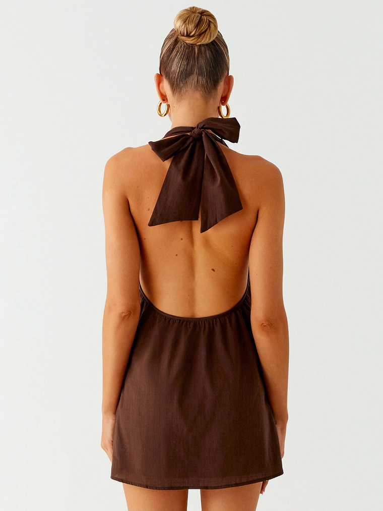 Jepsen Halter Mini Dress - Chocolate 4