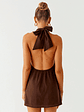 Jepsen Halter Mini Dress - Chocolate - thumbnail 4