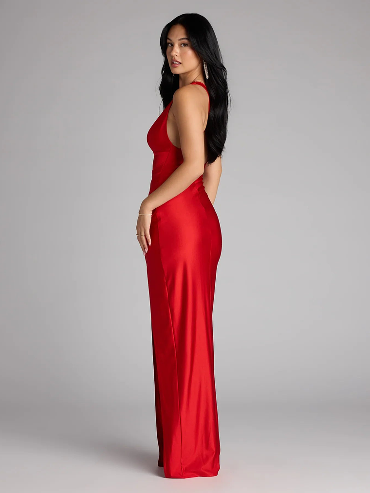 Jenn V-Neck Strappy Back Slit Long Formal Dress 15