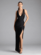 Jenn V-Neck Strappy Back Slit Long Formal Dress - thumbnail 20