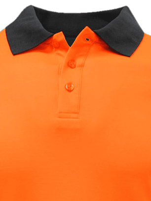 Polera Pique Color Azul Naranjo Con Reflectante Manga Larga 